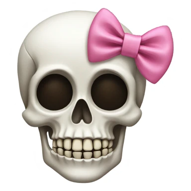 skeleton face with pink bow sticker