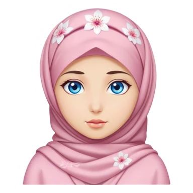 Turkish beautiful finish Konya girl blue eyes with hijab and Sakura dress sticker