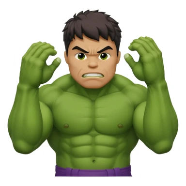 Create a man in a Hulk costume with a face palm sticker