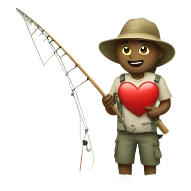 A heart going fishing sticker