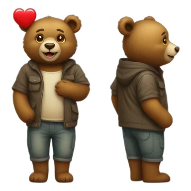 Bear with red heart sticker