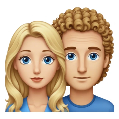 Создай пару - женщину и мужчину. Женщина с синими глазами, блондинка, длинные волосы. Мужчина с короткими гудряшками, длинным носом и карими глазами, высокий.  sticker