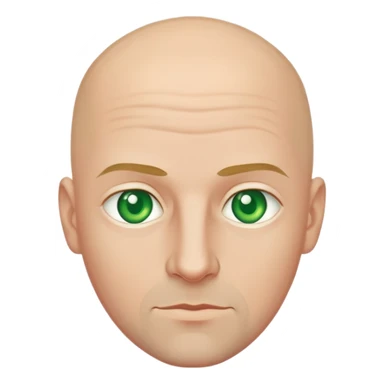 caucasian bald man with green eyes sticker