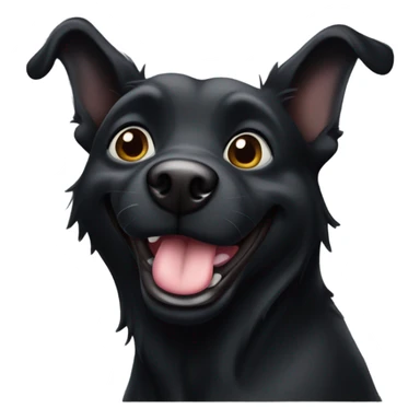 Black dog looking very excited sticker