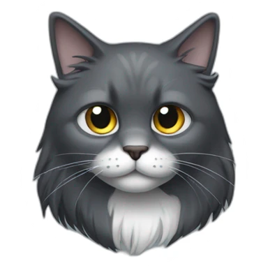 all-darkgrey-cat-long-hair broken ear sticker