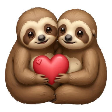 sloths cuddling with heart between them sticker
