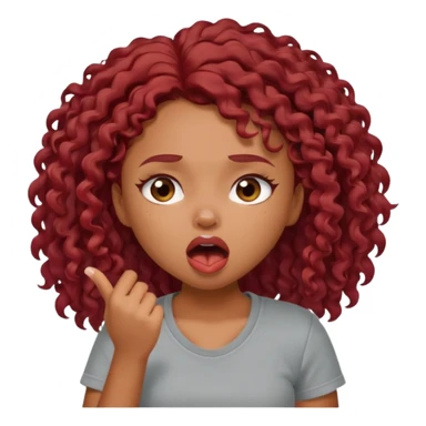 generate a pretty bratz brown skinned girl curly dark red hair, yawning in a grey tshirt bored. sticker
