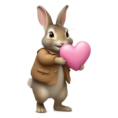 Peter rabbit carrying a pink love heart  sticker