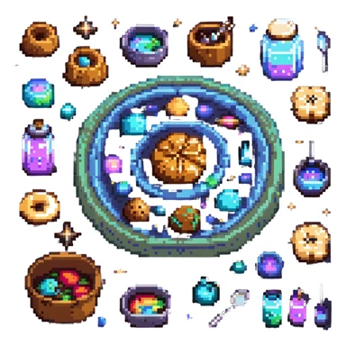 An interstellar baker crafting cookies in zero gravity, using stardust and planetary spices. The kitchen orbits a nebula, with floating tools and anti-gravity dough. UI features galactic swirls, shimmering constellations, and planetary icon sticker
