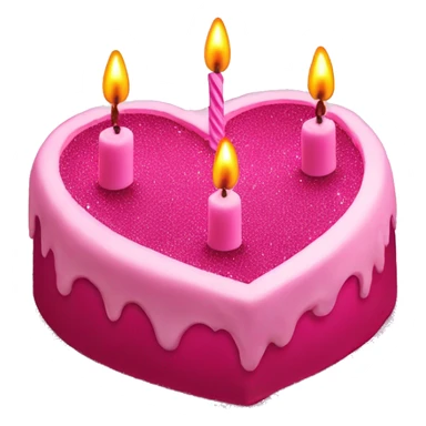 Pink glitter heart shaped cake with candles sticker
