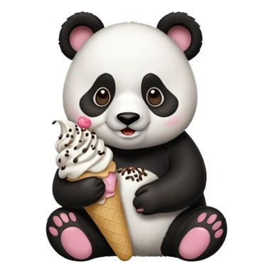 Panda eating ice cream sticker