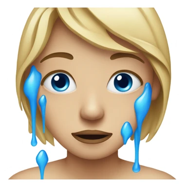 Person bawling with blue tears rolling down their devastated face sticker