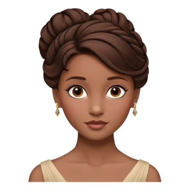 Cinematic Emma Darcyn Realistic Portrait, depicted with lifelike skin texture, subtle rosy undertones, and soft natural lighting that enhances the gentle contours of her face. Her intricately detailed brown hair is elegantly styled in an updo, sticker