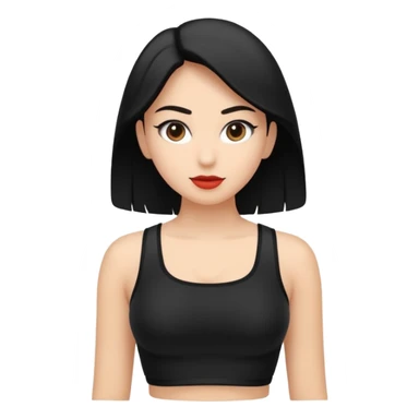 Siyah uzun saçlı siyah ceket  polar ceket ceket gevşek biraz omzundan çıkıyormuş gibi ve bugday ten rengi soltaraftaki omzundan çıkık sadece içinde de siyah crop var crop  sticker