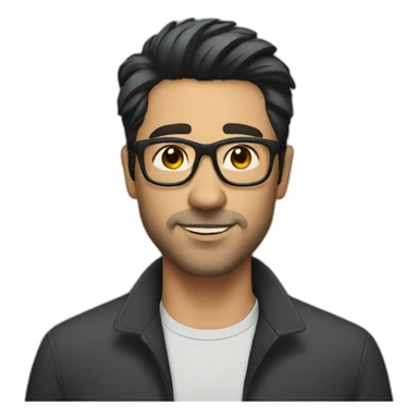 Male therapist dark flat hair glasses sticker