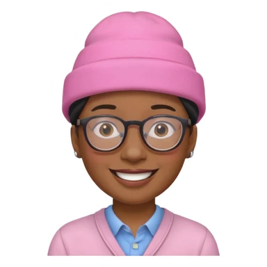 black person with glasess wear pink hat  sticker