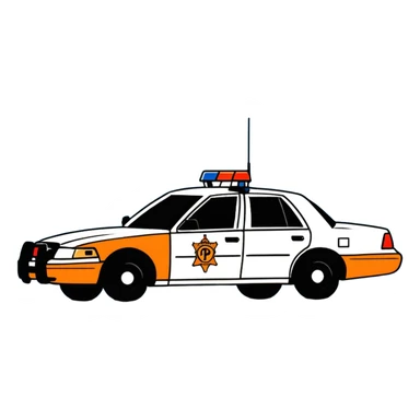 LSPD police car, cartoon style, blue color, side view sticker