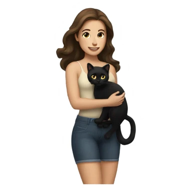 Brunette white woman holding black cat in air like baby simba  sticker