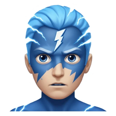 Rayos, centellas y estrellas en una cara color azul con expresiones de furia sticker