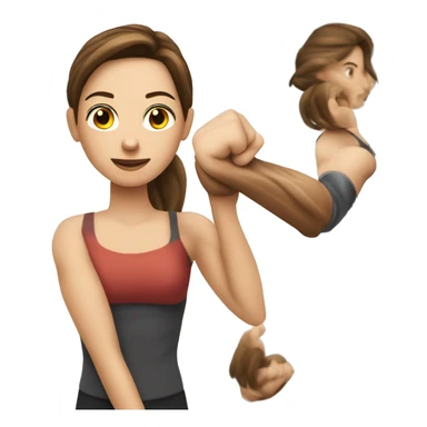 Woman arm muscles, fit Caucasian woman, brunette  sticker