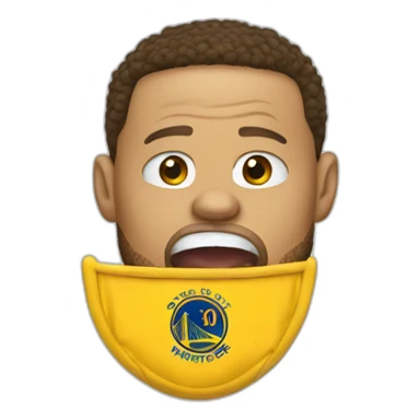 stephen curry with mouth guard hanging out of mouth sticker