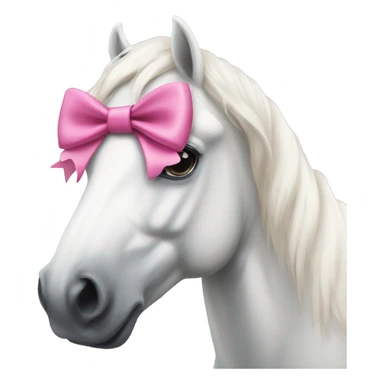 White horses face with pink bow sticker