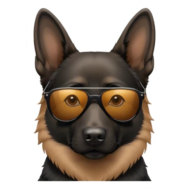 Black German shepherd wearing sunglasses sticker