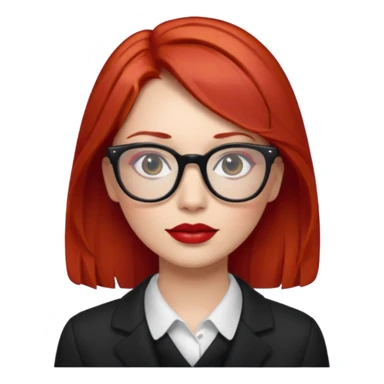 red hair with red lipstick and glasses sticker