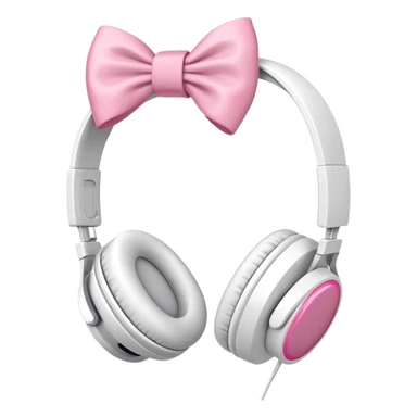 White headphones with pink bow sticker