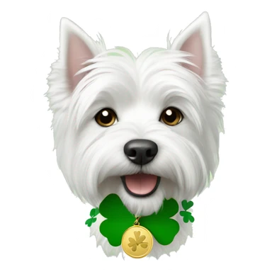 Westie with a Shamrock medal  sticker