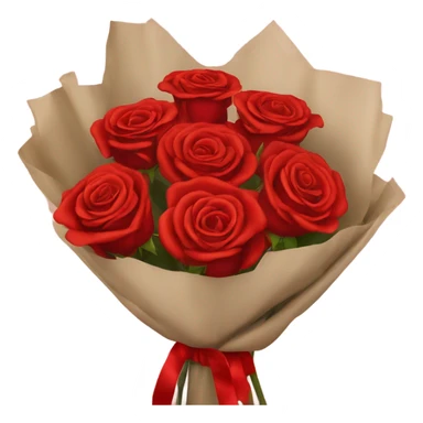 Red Rose bouquet with red wrap paper  sticker
