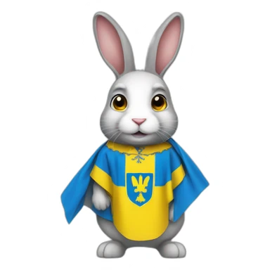 rabbit in a Ukrainian flag costume sticker