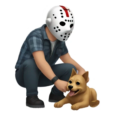 Jason voorhees playing with his dog sticker