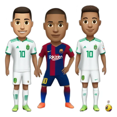 CR7 et Mbappe et Neymar et Messi avec le maillot de l'Algérie sticker