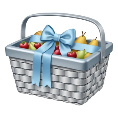 Silvery Picnic basket with light blue bow sticker