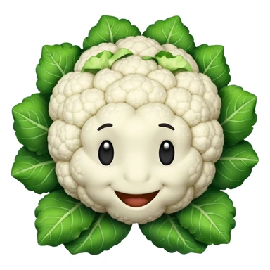 friendly cauliflower, clear, emoji style, no text sticker
