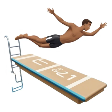 A diver mid-air after jumping off a head diving pool,  Below him, a pool labeled "Confidence". A subtle 5-4-3-2-1 on the diving board shows they took the leap despite fear. sticker