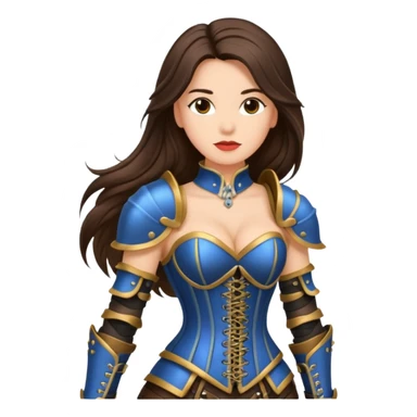 long hair brunette woman with corset armour sticker