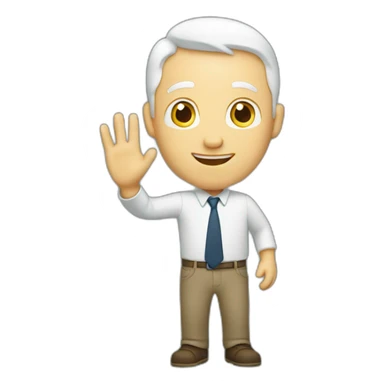 white man waving hello sticker