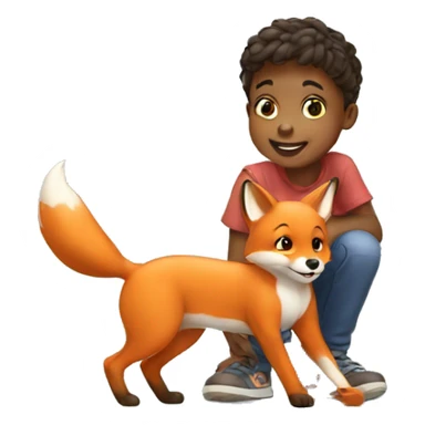 kids playing with little fox sticker