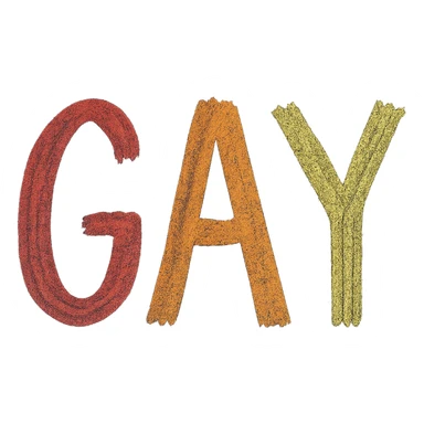 the word GAY in a chalkboard style with rainbow chalk sticker