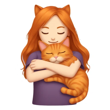 orange cat sleeping with long haired brunette girl holding pillow sticker