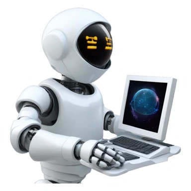 ai robot spaceman hacking computer sticker