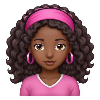 Black girl with wavy hair and a pink headband sticker