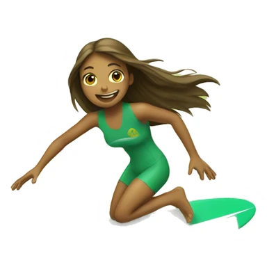 girl surfing green yellow surf board sticker