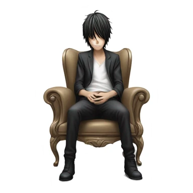 L Lawliet death note sitting on chair sticker