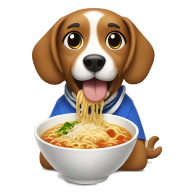 dog eating ramen sticker