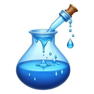 Blue potion bottle open with the liquid falling out sticker