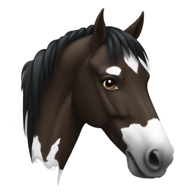 dark brown horse with white face and black mane  sticker
