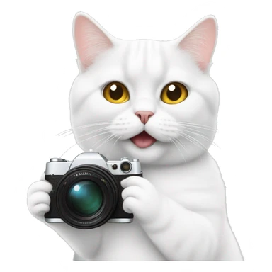 White British cat is taking photos  sticker